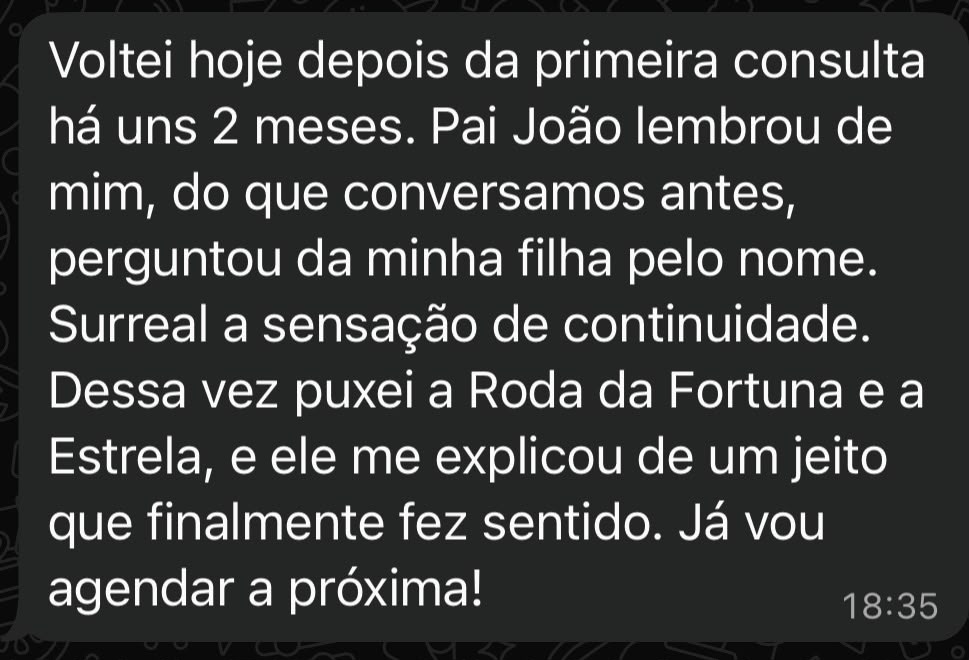 Depoimento de cliente sobre consulta com Pai João